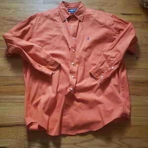 Ralph Lauren BLAKE Men's Long-Sleeve Orange Button Down Shirt Size Large